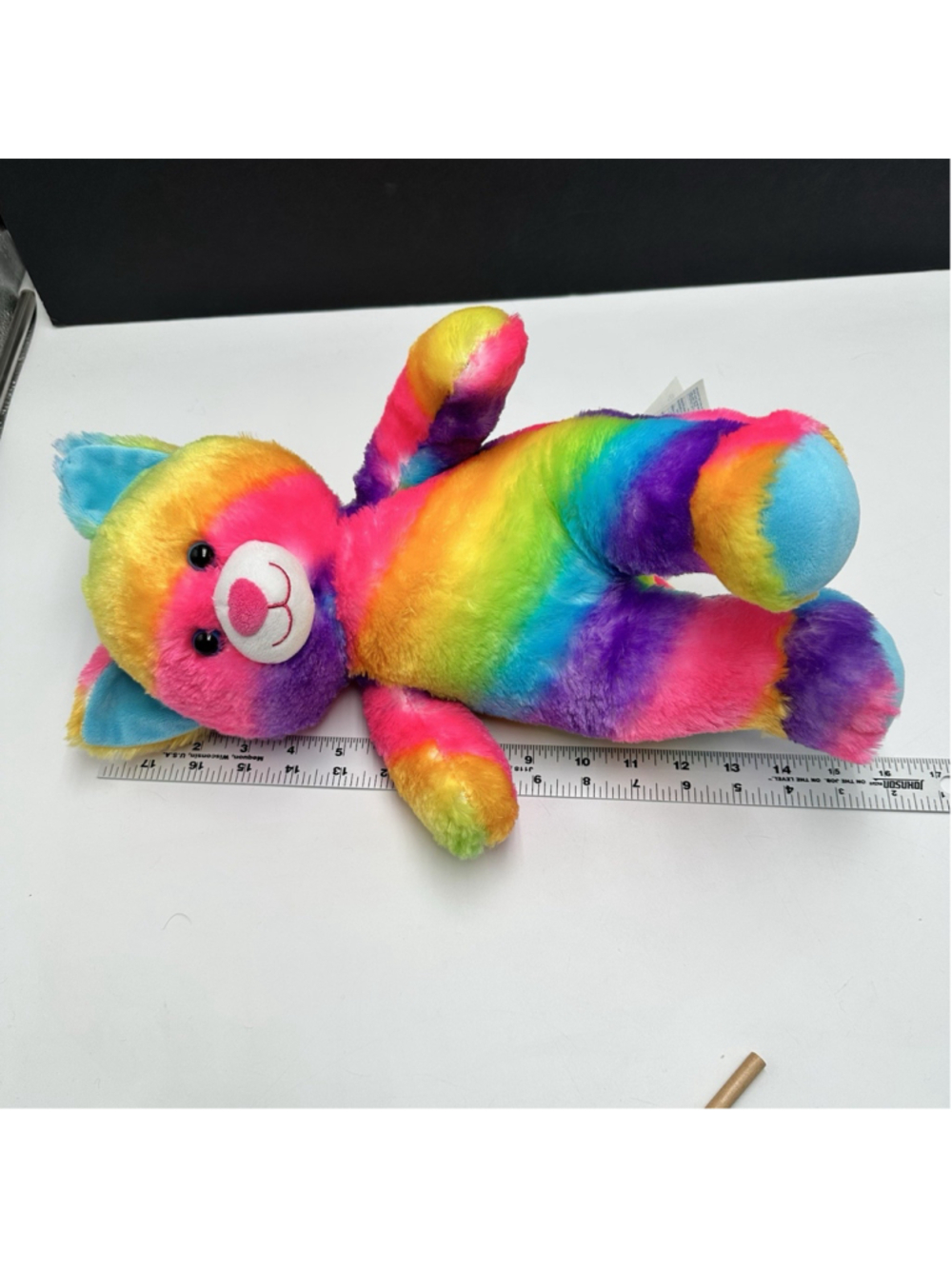 Build a Bear 15" Rainbow Kitty Cat Plush Tie Dye Neon Condo Cubs BAB Stuffed - Picture 8 of 8